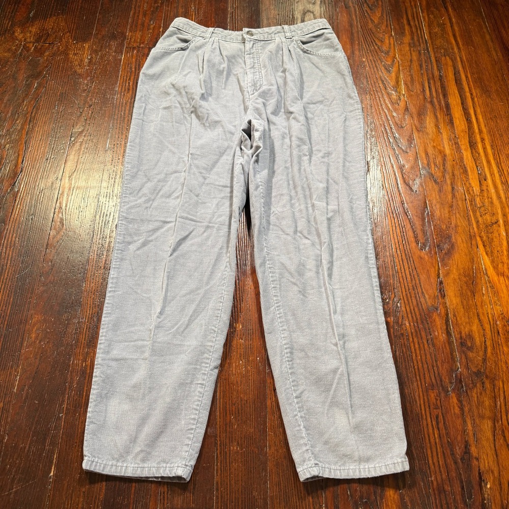 Vintage 80s Levis Corduroy Pants Womens 16 Gray Pleated Tapered